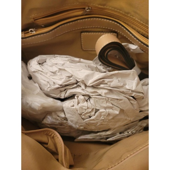 Put It All in Here Vegan Leather Large Ostrich Print Tote Fashion Handbag Taupe - Picture 8 of 13